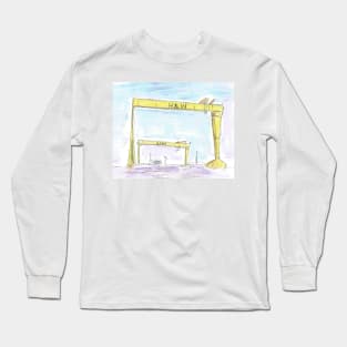 Squiggly sketch of the Harland and Wolff cranes, Belfast. Long Sleeve T-Shirt